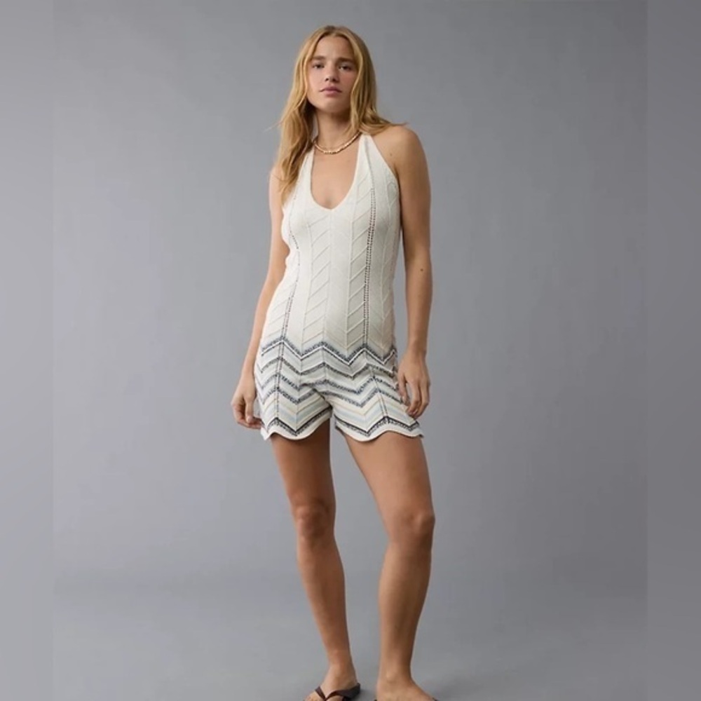 NWT American Eagle Crochet Halter Romper Large